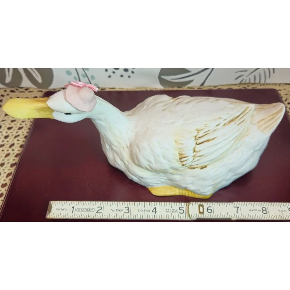 Cottage Core Vintage White Ceramic Dapper Boy & Girl Ducks w/ Added Adornments